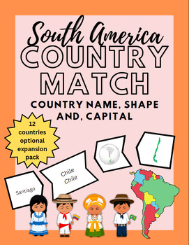 Preview of South American Countries Matching Game (Name, Capital, Shape, Location)