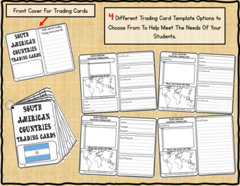 Preview of SOUTH AMERICAN COUNTRIES Research Trading Cards Graphic Organizers and QR Codes
