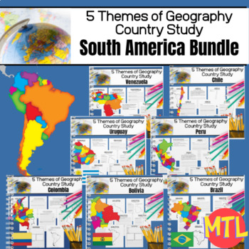 Preview of South American Country Bundle | 5 Themes of Geography