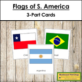 Flags of South America 3-Part Cards - Continent Cards