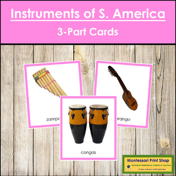 Preview of Musical Instruments of South America 3-Part Cards (color borders)