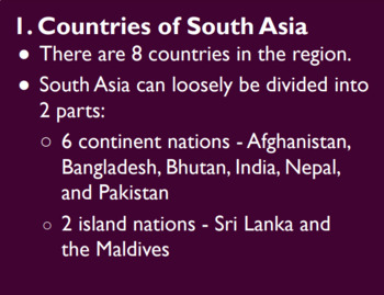 South Asia Basic Facts Notes by TxMAP Teacher | TPT