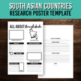 South Asia Country Research Poster Printable for Geography
