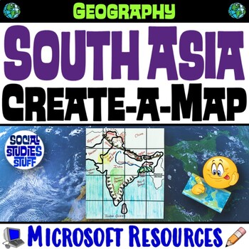 Preview of South Asia Create a Map Worksheet | Absolute & Relative Location Clues | India