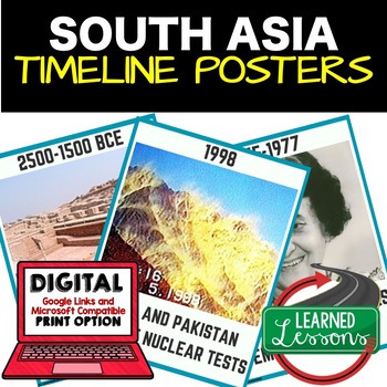 Preview of South Asia Timeline Posters and Activity Pages Print and Google