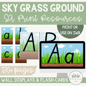 Preview of South Australia Print Font Sky, Grass, Ground Handwriting Displays & Flash Cards