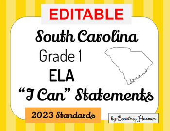 Preview of South Carolina 2023 ELA Standards I Can Statements - 1st Grade