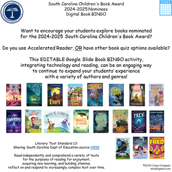 Preview of South Carolina Children's Book Award 2025 Nominees Digital Book BINGO