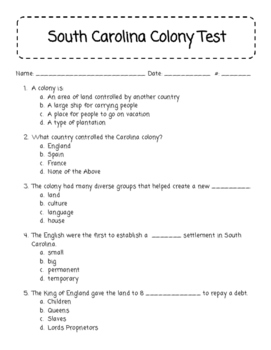 Preview of South Carolina Colony Groups Test