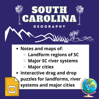 Preview of South Carolina Geography - Notes and Interactive Puzzle - Google Slides