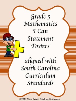 Preview of South Carolina Grade 5 Math I Can Statement Posters