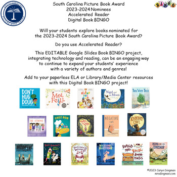 Preview of South Carolina Picture Book Award 2024 Nominees Digital Book BINGO
