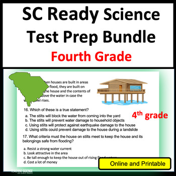 Preview of SC Ready Test Prep Bundle 4th Grade Science Review Practice Test Science Games