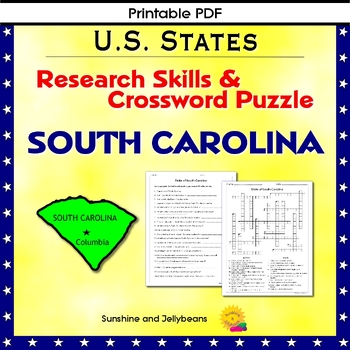 Preview of South Carolina - Research Skills & Crossword Puzzle - U.S. States Geography