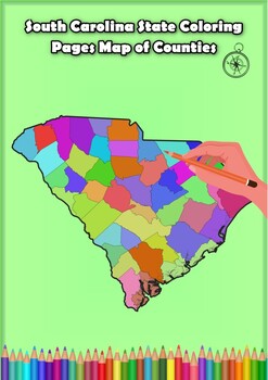Preview of South Carolina State Coloring Pages Map of Counties Highlighting Rivers Lakes