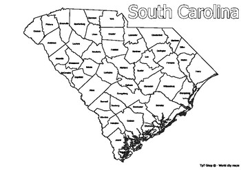 Preview of South Carolina State Map with Counties Coloring and Learning