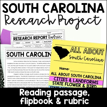 Preview of South Carolina State Research Report Project | US States Research Flip Book
