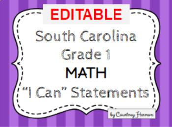Preview of South Carolina State Standards I Can Statements - 1st Grade Math