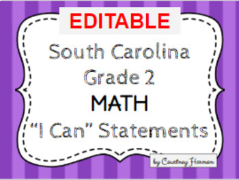 Preview of South Carolina State Standards I Can Statements - 2nd Grade Math