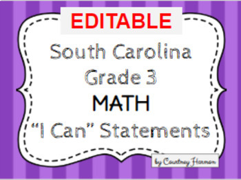 Preview of South Carolina State Standards I Can Statements - 3rd Grade Math