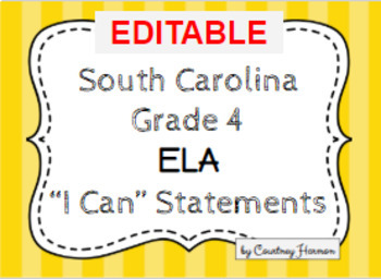Preview of South Carolina State Standards I Can Statements - 4th Grade ELA