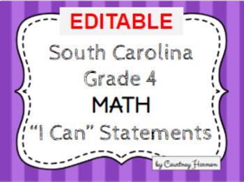 Preview of South Carolina State Standards I Can Statements - 4th Grade Math