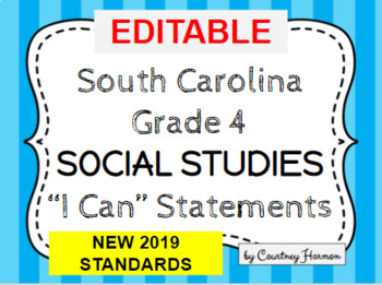 Preview of South Carolina State Standards I Can Statements - 4th Grade NEW 2019 SS