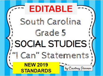 Preview of South Carolina State Standards I Can Statements - 5th Grade NEW 2019 SS