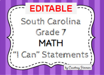 Preview of South Carolina State Standards I Can Statements - 7th Grade Math