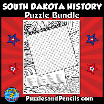 South Dakota History Word Search Puzzle Activity BUNDLE 3 South