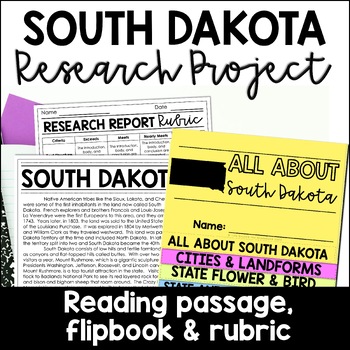 Preview of South Dakota State Research Report Project | US States Research Flip Book