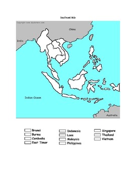 South East Asia Map Activity and Word Search by Pointer Education