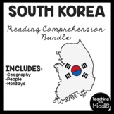 South Korea Reading Comprehension Worksheet Bundle Country