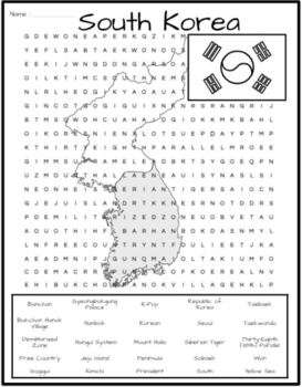 Preview of South Korea Word Search