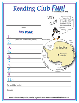 Preview of South Pole Reading Log and Certificate Set