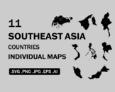 Southeast Asia Country Maps SVG Bundle Set, Nation Nationa