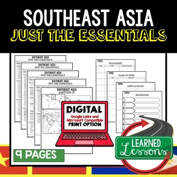 Preview of Southeast Asia Geography Outline Notes, Asia Bullet Notes, Unit Review