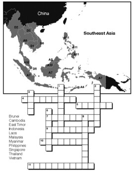 Southeast Asia Map crossword by Northeast Education TpT
