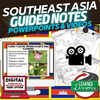 Preview of Southeast Asia Guided Notes & PowerPoints, World Geography Guided Notes