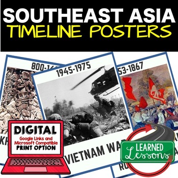 Preview of Southeast Asia Timeline Posters and Activity Pages Print and Google