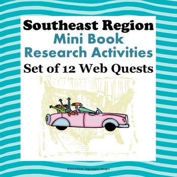 Preview of Southeast Region Bundle of 12 State Webquests Mini Book Research Activities