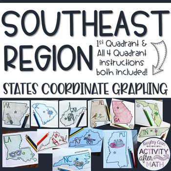 Preview of Southeast Region STATES Coordinate Graphing Pictures BUNDLE
