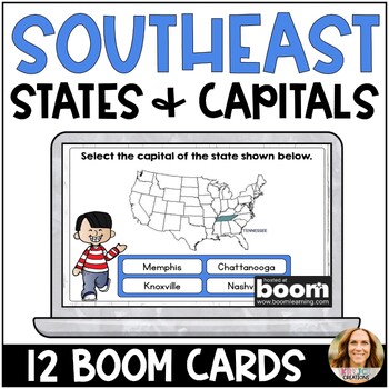 Preview of Southeast Region States and Capitals Boom Cards - Digital Test Prep Activity