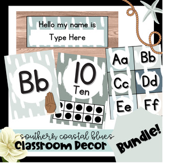 Preview of Southern Charm Blues Classroom Decor BUNDLE