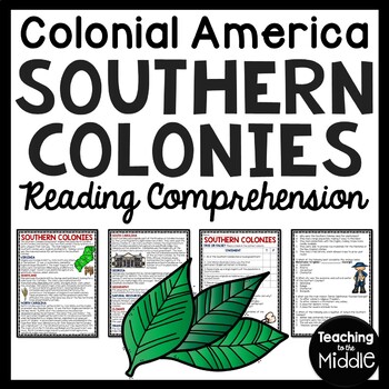Preview of Southern Colonies Reading Comprehension Worksheet Colonial America