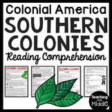 Southern Colonies Reading Comprehension Worksheet Colonial