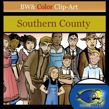 Preview of Southern County Clip-Art 22 pc. BW and Color!