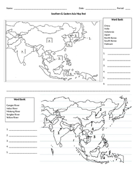 Southern Eastern Asia Map Test By A Focus On The Past Tpt
