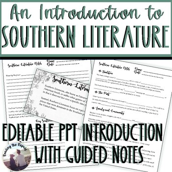 Preview of Southern Literature Introduction Background PowerPoint, Guided Notes Editable