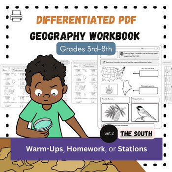 Preview of Southern Region/The South PRINTABLE Differentiated US Geography Workbook